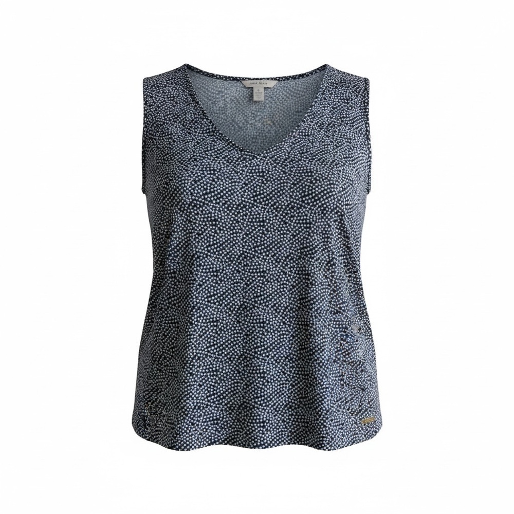 Anne Klein 2X Women's Blue Polka Dot Sleeveless Top